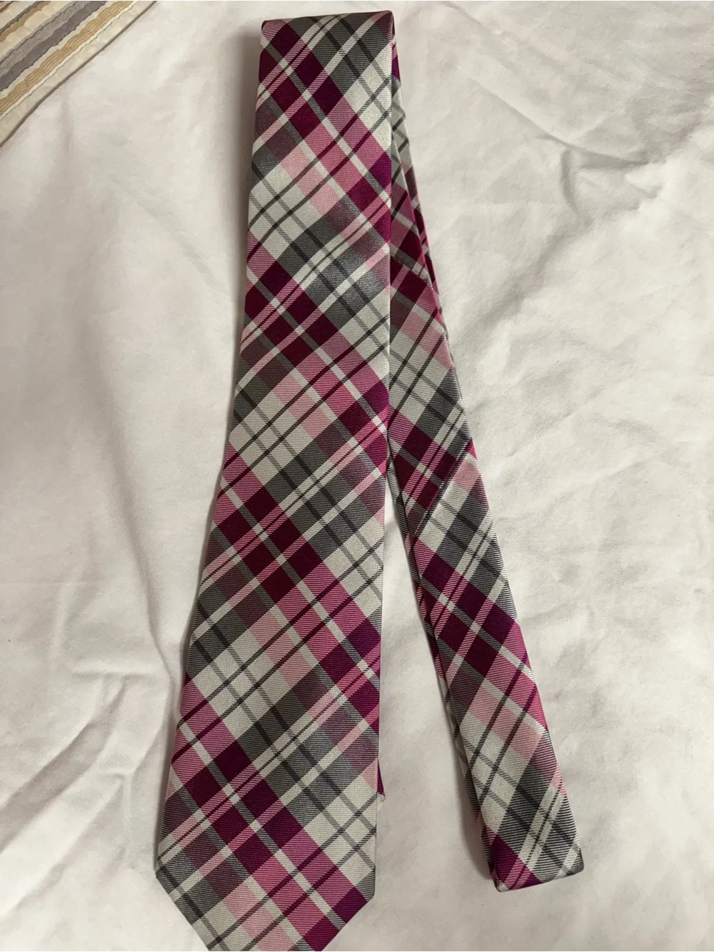 Express Pink and Gray Plaid Men's Tie